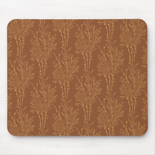 Tossed Floral Silhouette Botanical | Burnt Umber Mousepad (Vorne)