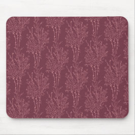 Tossed Floral Silhouette Botanical | Deep Burgundy Mousepad