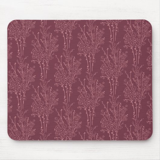 Tossed Floral Silhouette Botanical | Deep Burgundy Mousepad (Vorne)
