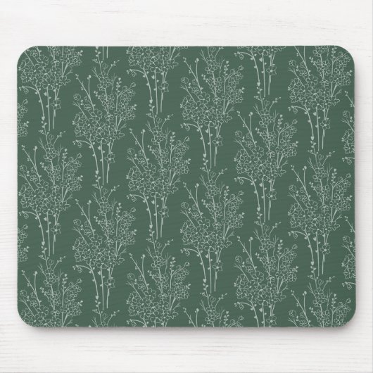 Tossed Floral Silhouette Botanical | Deep Forest Mousepad (Vorne)
