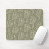 Tossed Floral Silhouette Botanical | Muted Khaki Mousepad (Mit Mouse)
