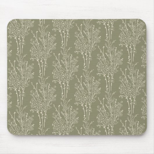Tossed Floral Silhouette Botanical | Muted Khaki Mousepad (Vorne)