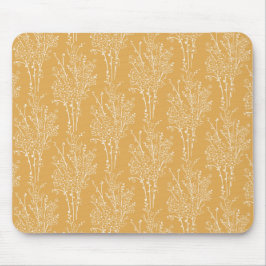 Tossed Floral Silhouette Botanical | Muted Ochre Mousepad