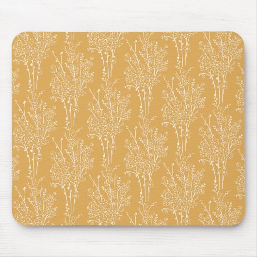 Tossed Floral Silhouette Botanical | Muted Ochre Mousepad (Vorne)