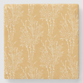 Tossed Floral Silhouette Botanical | Muted Ochre Steinuntersetzer