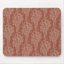 Tossed Floral Silhouette Botanical | Rusty Sienna Mousepad
