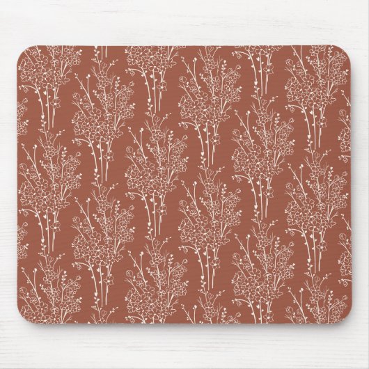 Tossed Floral Silhouette Botanical | Rusty Sienna Mousepad (Vorne)
