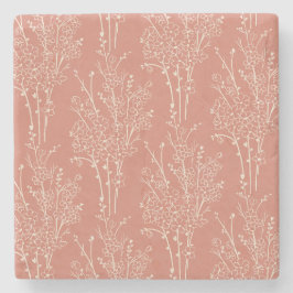 Tossed Floral Silhouette Botanical | Terracotta Steinuntersetzer