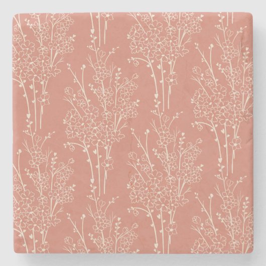Tossed Floral Silhouette Botanical | Terracotta Steinuntersetzer (Vorderseite)