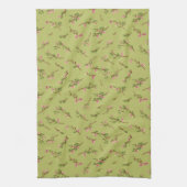 Tossed Floral Wildblumen auf Chartreuse Green Geschirrtuch (Vertikal)