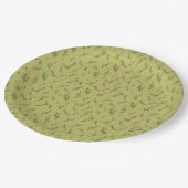 Tossed Floral Wildblumen auf Chartreuse Green Pappteller (Schrägansicht)