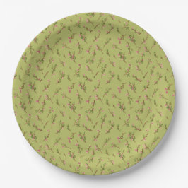 Tossed Floral Wildblumen auf Chartreuse Green Pappteller
