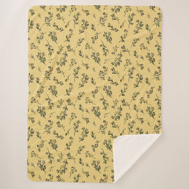 Tossed Floral Wildblumen auf Jonquil Yellow Sherpadecke