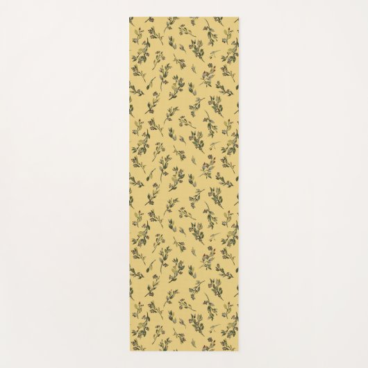 Tossed Floral Wildblumen auf Jonquil Yellow Yogamatte (Vorderseite)