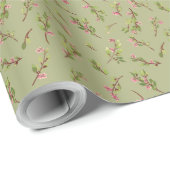 Tossed Floral Wildblumen auf Pistachio Green Geschenkpapier (Rolleneckpunkt)
