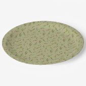 Tossed Floral Wildblumen auf Pistachio Green Pappteller (Schrägansicht)