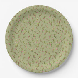 Tossed Floral Wildblumen auf Pistachio Green Pappteller