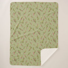Tossed Floral Wildblumen auf Pistachio Green Sherpadecke