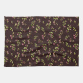 Tossed Floral Wildblumen auf Schokoladenbraun Geschirrtuch (Horizontal)