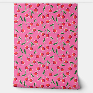 Tossed Retro Berry Kirries auf Hot Pink - Küche Tapete