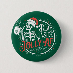 Tot aber drinnen tot Schädel Weihnachtsmann Xmas Button
