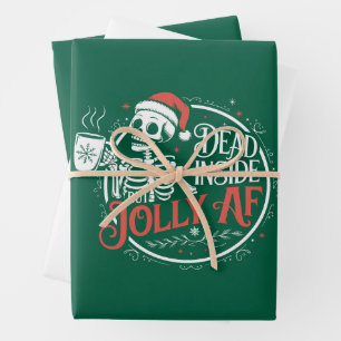Tot aber drinnen tot Skull Santa Claus Weihnachten Geschenkpapier Set