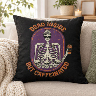 Tot aber durch Koffein am Leben lustiger Skeleton Kissen