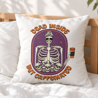 Tot aber Kaffeintrinkend Lustiger Skelett Kaffee Kissen