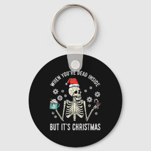Tot innen aber es ist Weihnachten Skelett Kaffee X Schlüsselanhänger