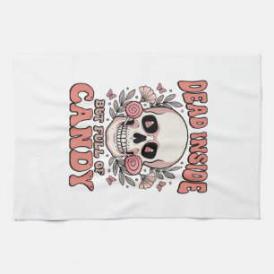 Tot innen aber voller Candy Halloween-Totenkopf De Geschirrtuch