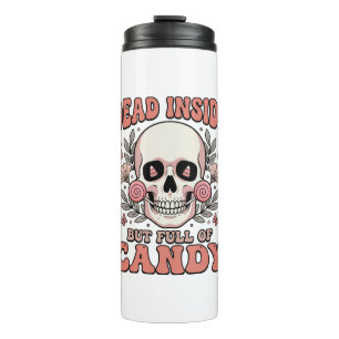 Tot innen aber voller Candy Halloween-Totenkopf De Thermosbecher