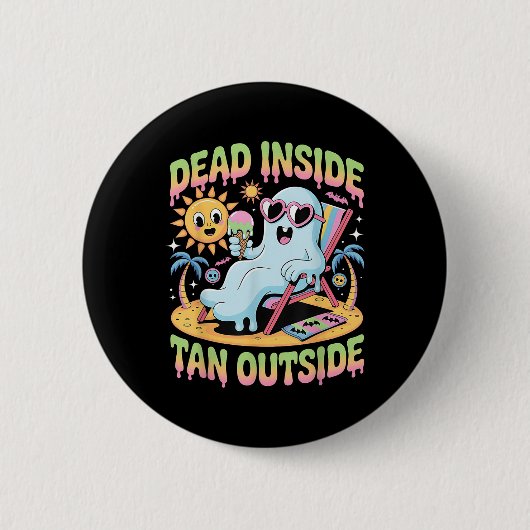 Tot innen braun außen lustiger Geist Summerween Button (Vorderseite)