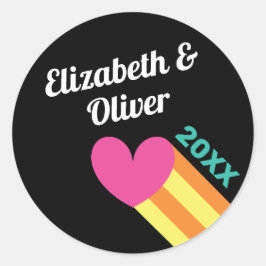 Total 80er Pink Heart Wedding Runder Aufkleber