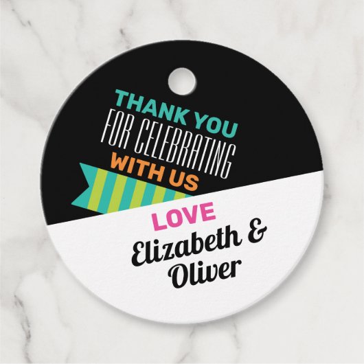 Total 80er Vielen Dank für Ihre Hochzeit Geschenkanhänger (Vorderseite)