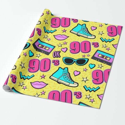 Total 90er! Gemustert Geschenkpapier (Ungerollt)