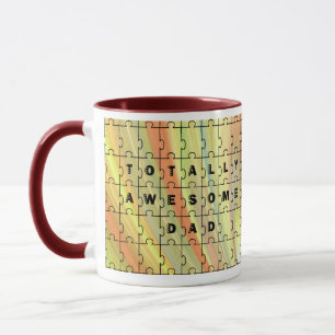 Total Awesome Papa Puzzle Gelb/braun Puzzle Tasse