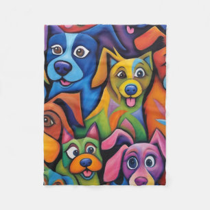 Total coole abstrakte Cartoon-Hunde Fleecedecke