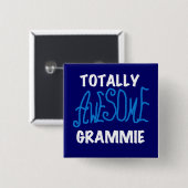 Total fantastische Grammie blaue T-Shirts Geschenk Button (Vorne & Hinten)