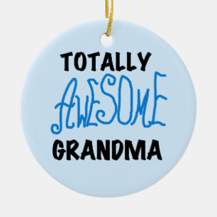 Total fantastische Großmutter - blaue T-Shirts und Keramikornament