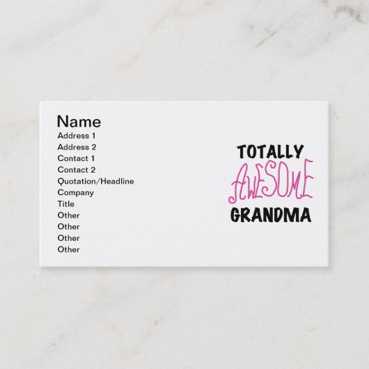 Total fantastische Großmutter - rosa T-Shirts und Visitenkarte (Vorderseite)