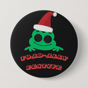 Total Festlicher Weihnachtsfrosch _ Süßer Feiertag Button