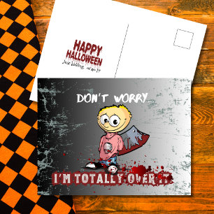Total genervt von dieser blutigen Axt Halloween Feiertagspostkarte