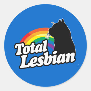 TOTAL LESBISCHE KATZE -.png Runder Aufkleber