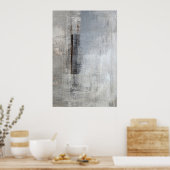 "Total Loner" Abstrakte Kunst in Grau und Beige Poster (Küche)