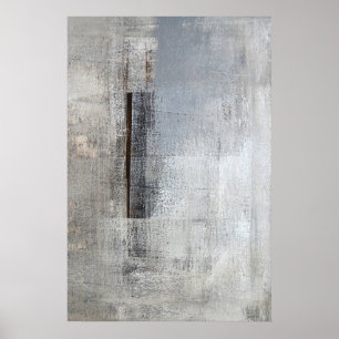 "Total Loner" Abstrakte Kunst in Grau und Beige Poster