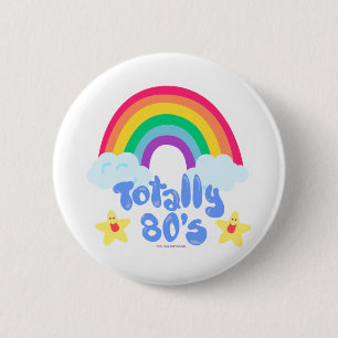 Total lustiger 80er-Jahre-Cartoon-Regenbogen Kawai Button
