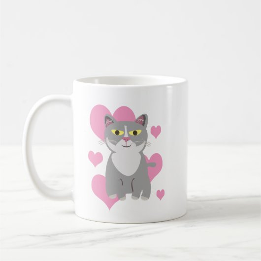 Total Niedlich Gray Cat Liebe Kunst, Dichtung und Kaffeetasse (Links)