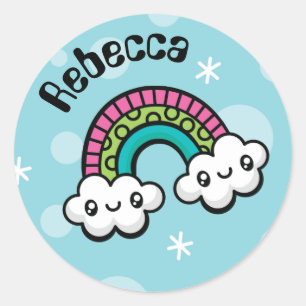 Total niedliche Gekritzel-Regenbogenaufkleber Runder Aufkleber