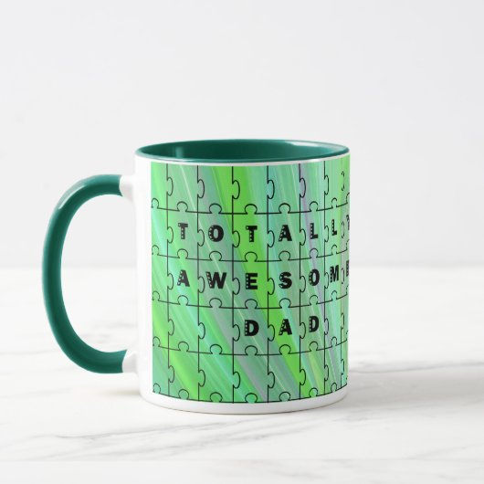 Total Phantastischer Vater Puzzle Green Puzzle Tas Tasse (Links)