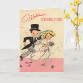 Total Retro Hochzeits-Glückwünsche Karte (Gelbe Blume)